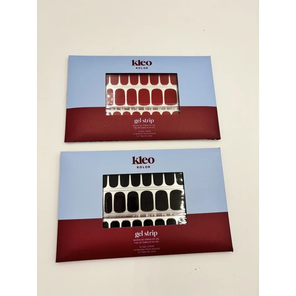 Kleo KolorNail Gel Strips Full Cover Square Heartbreaker & All Nighter Lot of 2